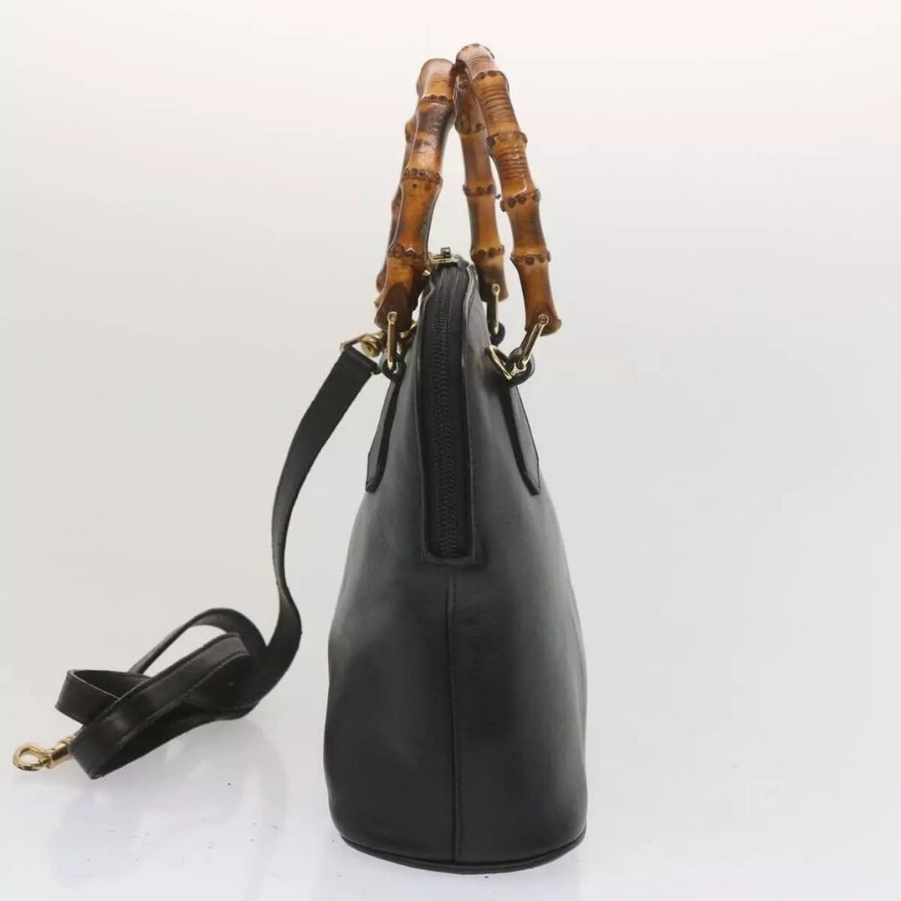 GUCCI Bamboo Hand Bag Leather 2way Black - Picture 7 of 15